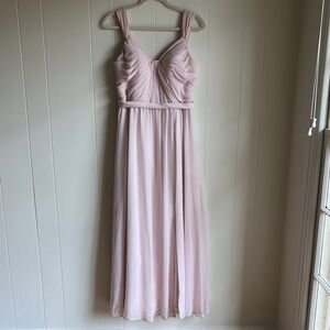 Azazie Evie Blushing Pink Maxi Bridesmaid Wedding Dress Sz 8
